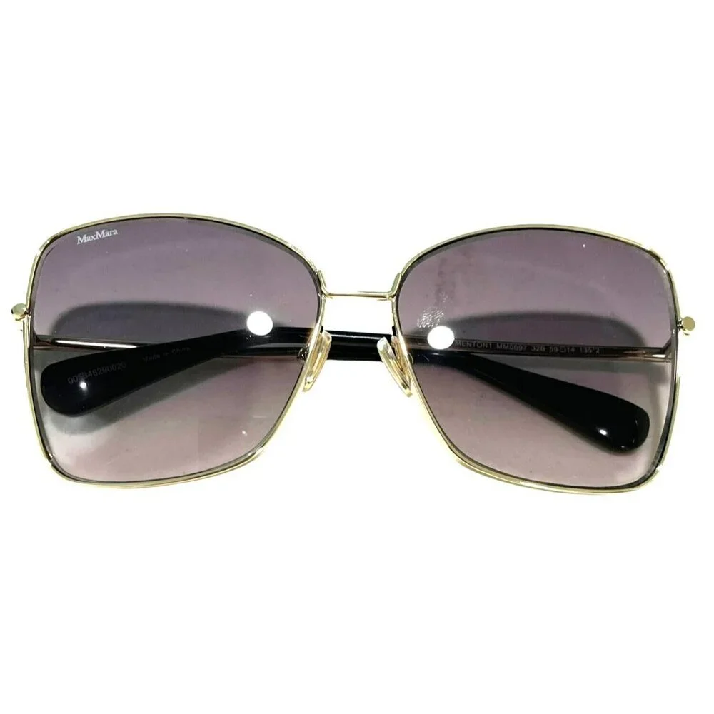 MaxMara Gold Rim Gradient Large Lens Butterfly Sunglasses With Case